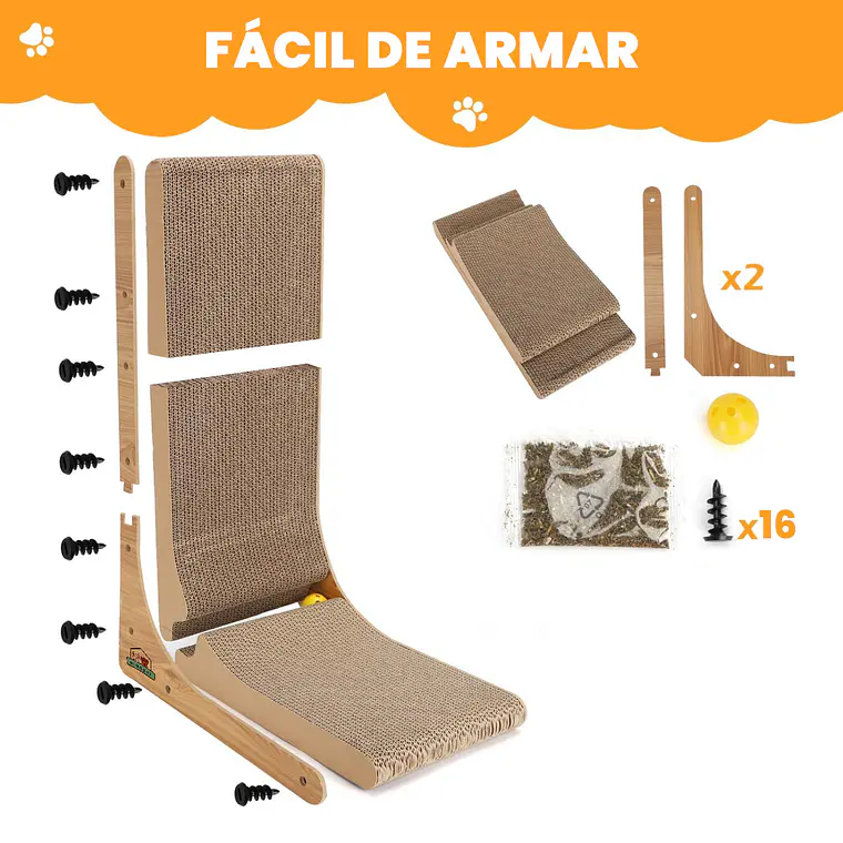 Rascador Vertical Para Gatos En Forma De L Carton Corrugado 6