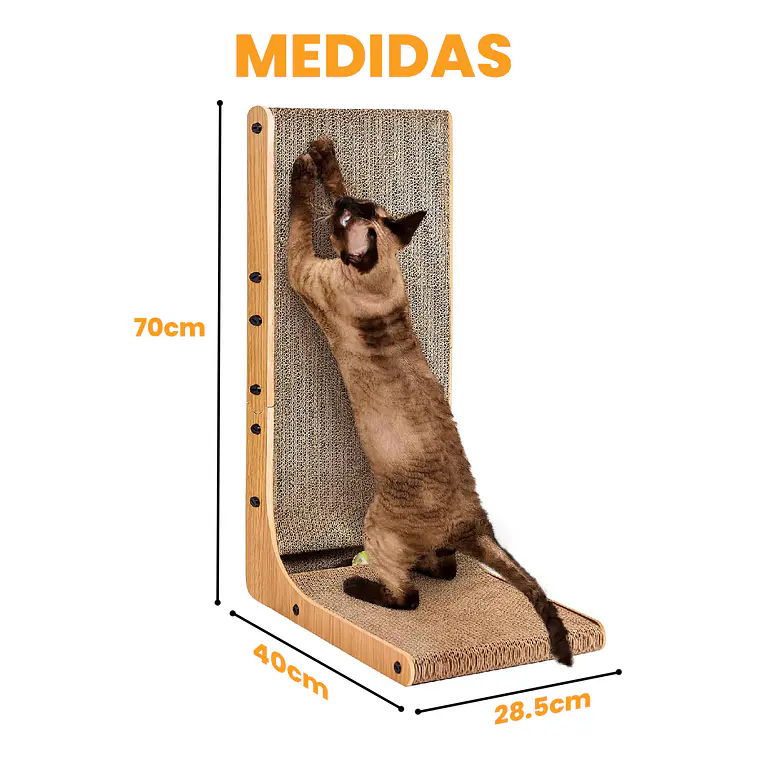 Rascador Vertical Para Gatos En Forma De L Carton Corrugado 7
