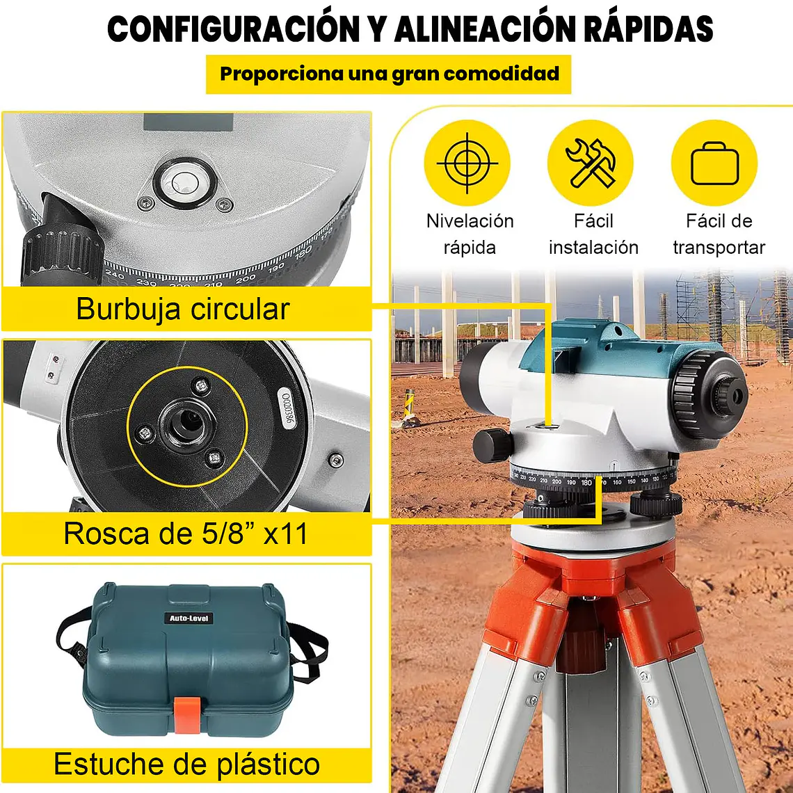 Nivel Topografica 32x Herramienta Profesional Tripode Mira 6