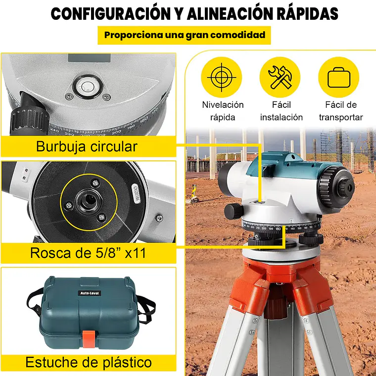 Nivel Topografica 32x Herramienta Profesional Tripode Mira 6