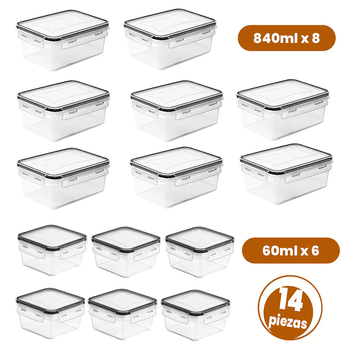 Set 14 Contenedores Hermeticos Taper Recipientes De Alimento 3
