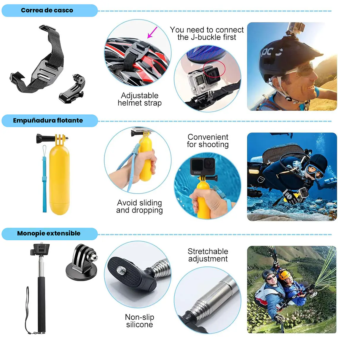 Kit De Accesorios 50 En 1 Para Cámara De Acción 7