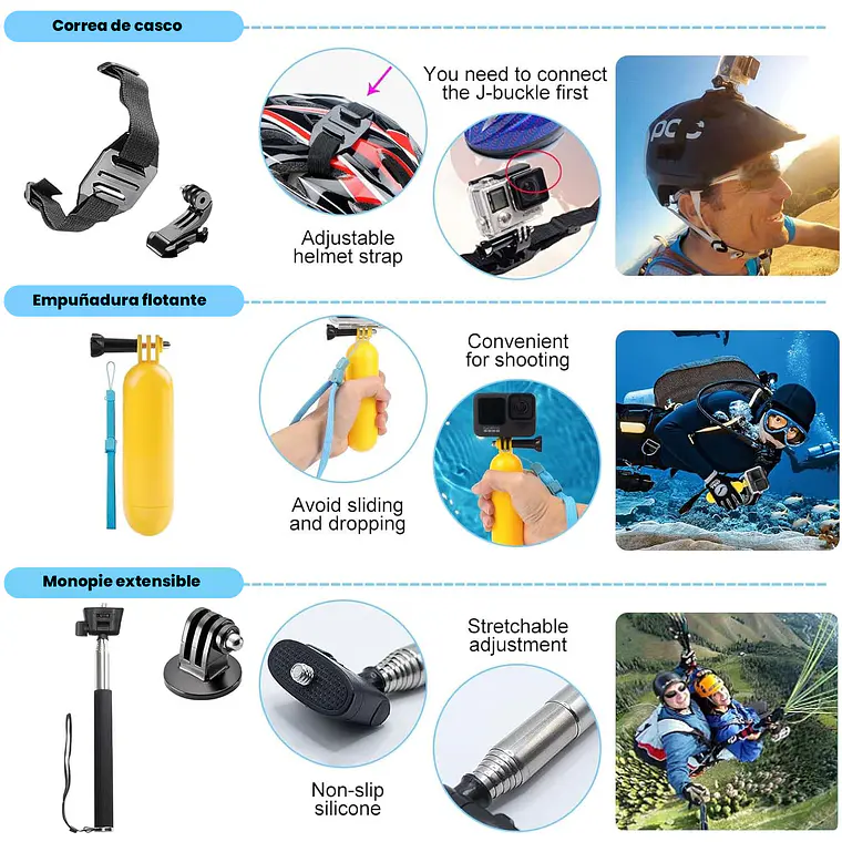 Kit De Accesorios 50 En 1 Para Cámara De Acción 7