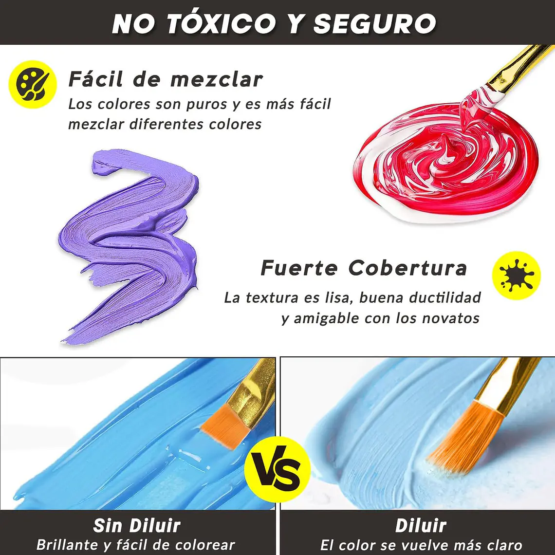 Kit De Pintura Acrilica 24 Colores 60 Ml 4