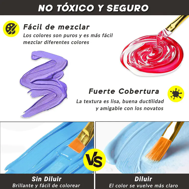 Kit De Pintura Acrilica 24 Colores 60 Ml 4