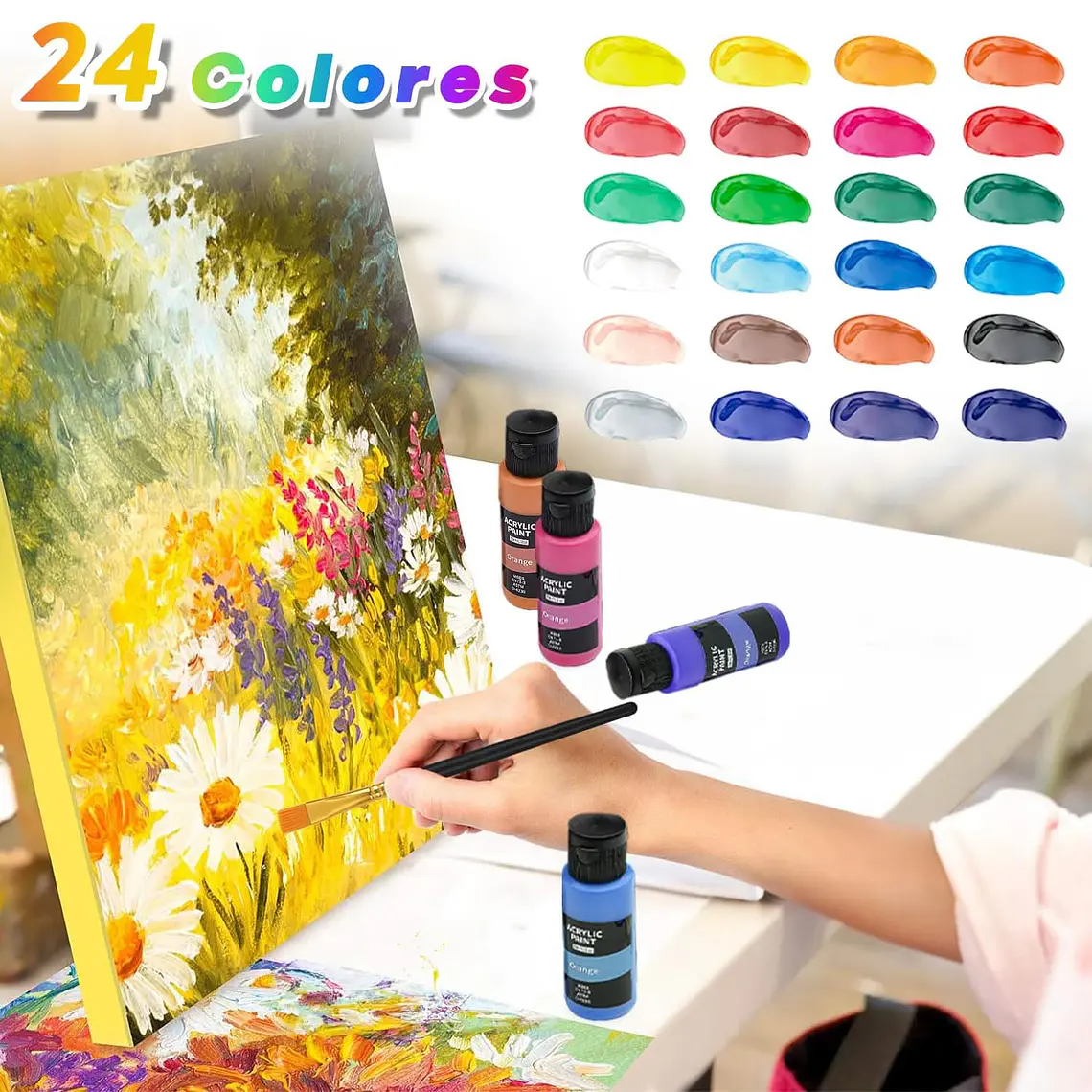 Kit De Pintura Acrilica 24 Colores 60 Ml 5