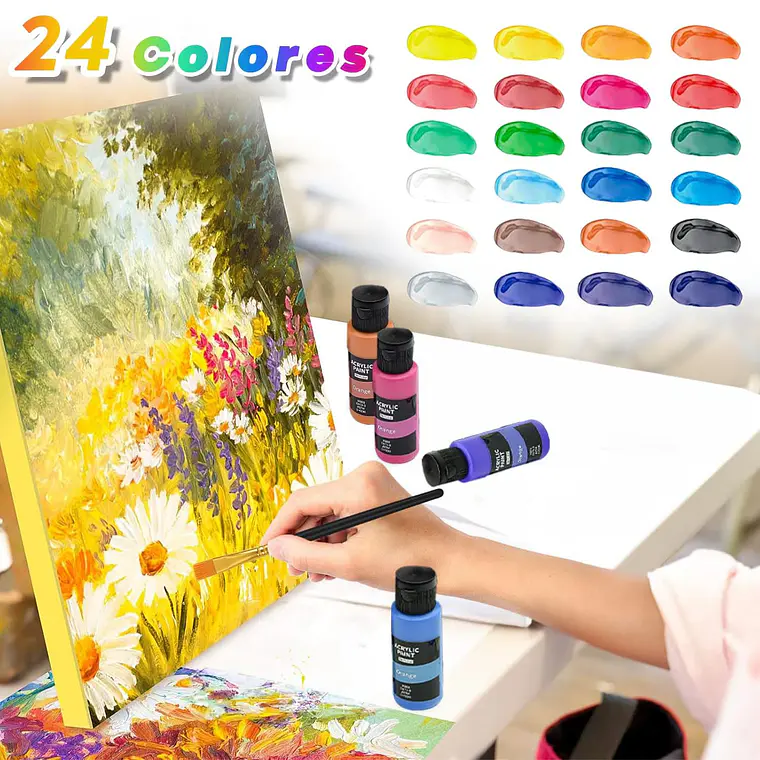 Kit De Pintura Acrilica 24 Colores 60 Ml 5