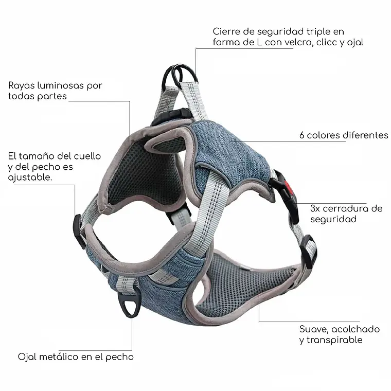 Arnes Anti Tirones Acolchados Para Perro Tallas S a XL 8