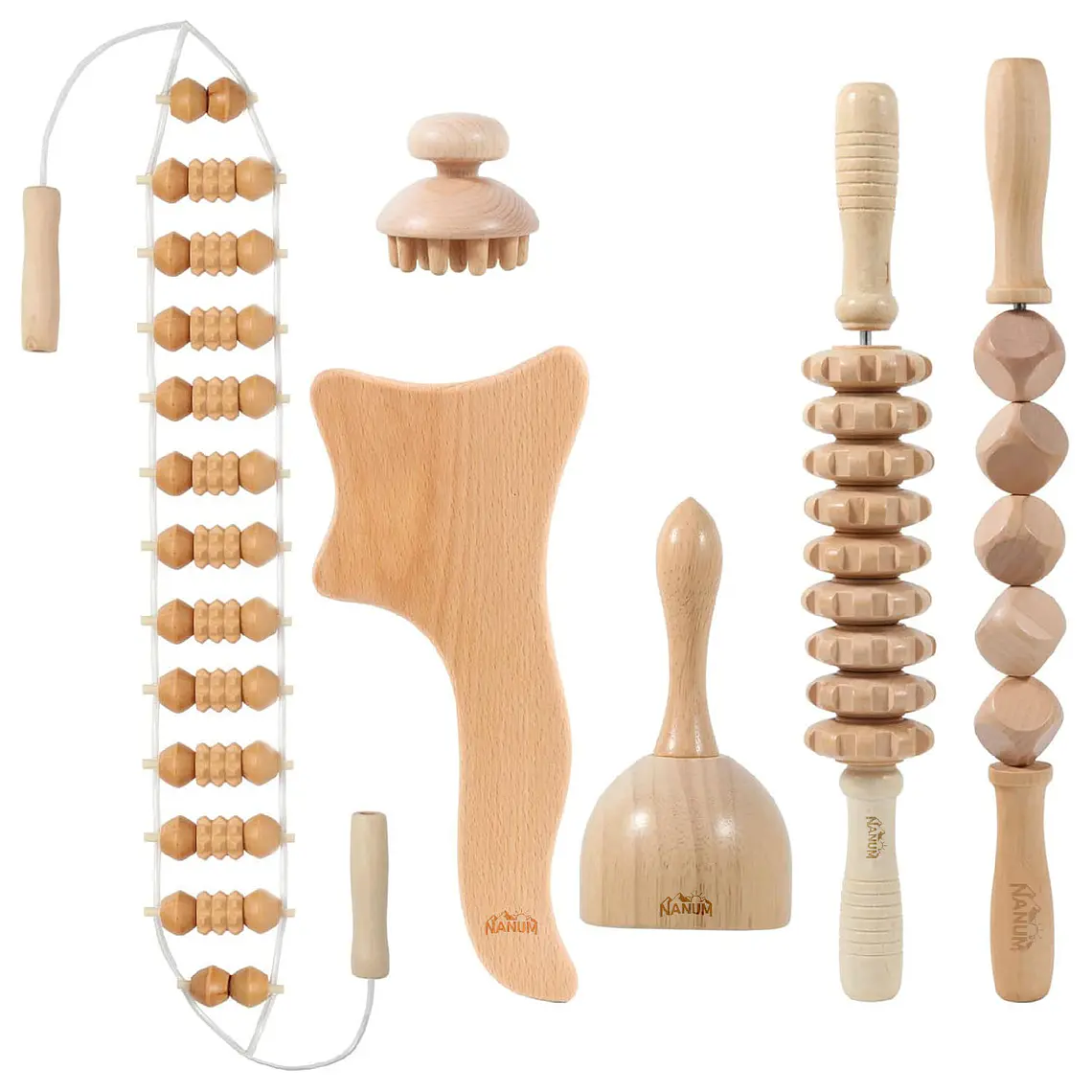 Kit 6pcs Rodillo Para Masaje Maderoterapia Maderos De Masaje 1