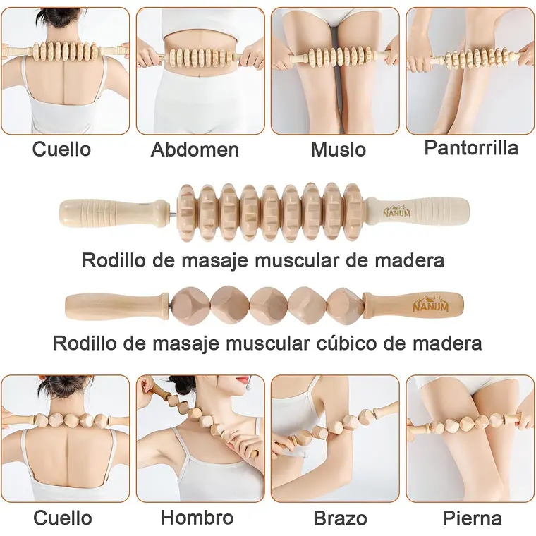 Kit 6pcs Rodillo Para Masaje Maderoterapia Maderos De Masaje 4