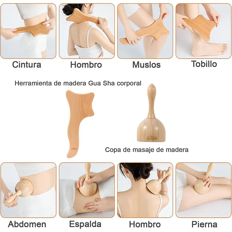Kit 6pcs Rodillo Para Masaje Maderoterapia Maderos De Masaje 5