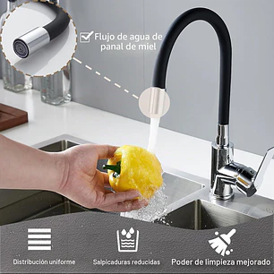 Llave Monomando Grifo De Lavaplatos Cuello Flexible De 360