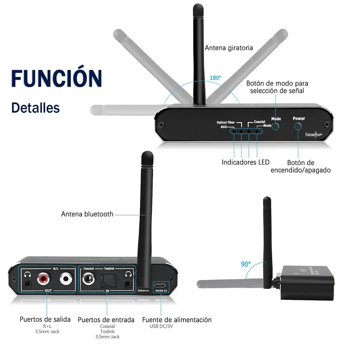 Receptor Transmisor Bluetooth Y Conversor Digital A Analogo 2