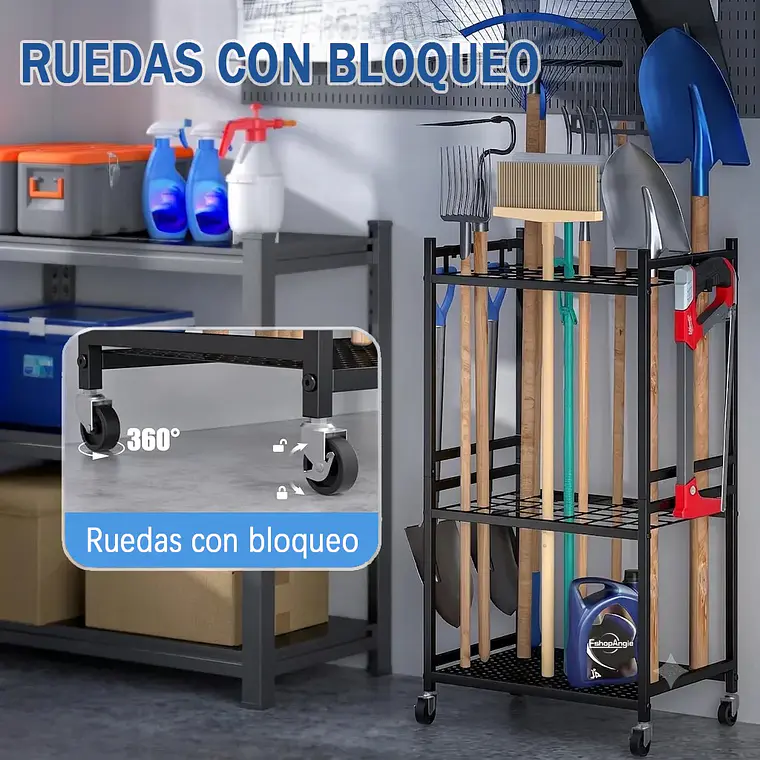 Organizador Carro De Herramientas Jardín Con Ruedas Estante 4