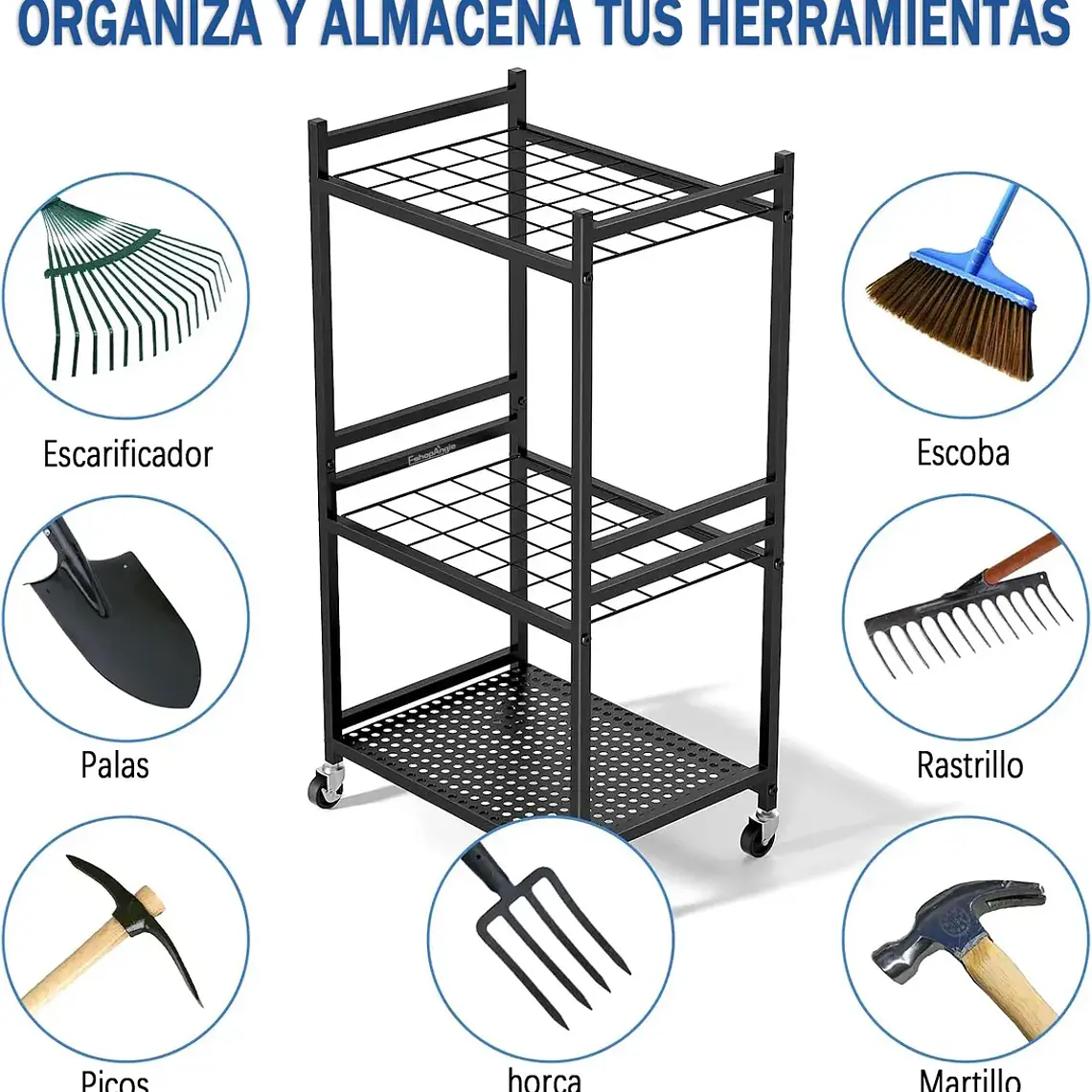 Organizador Carro De Herramientas Jardín Con Ruedas Estante 5
