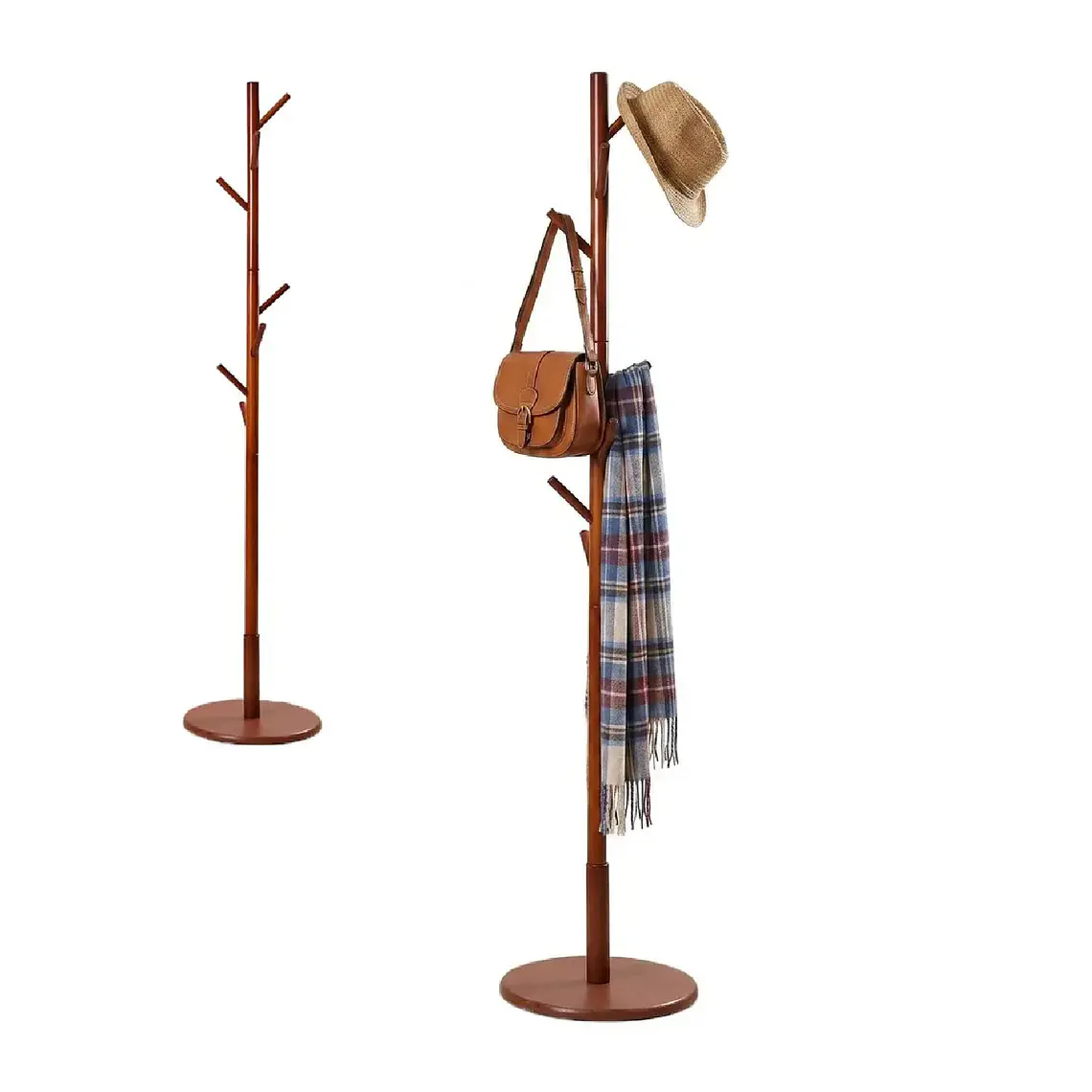 Perchero Colgador De Pie Madera 8 Ganchos Armable 172x38cm 1