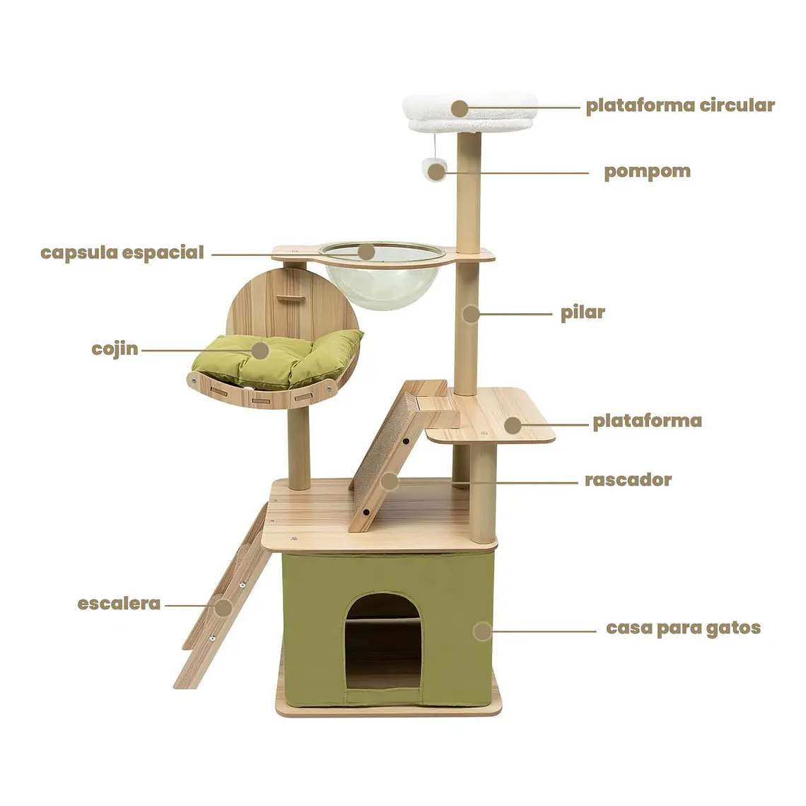 Torre Rascador Casa Torre Animales Para Gatos 140cm 7