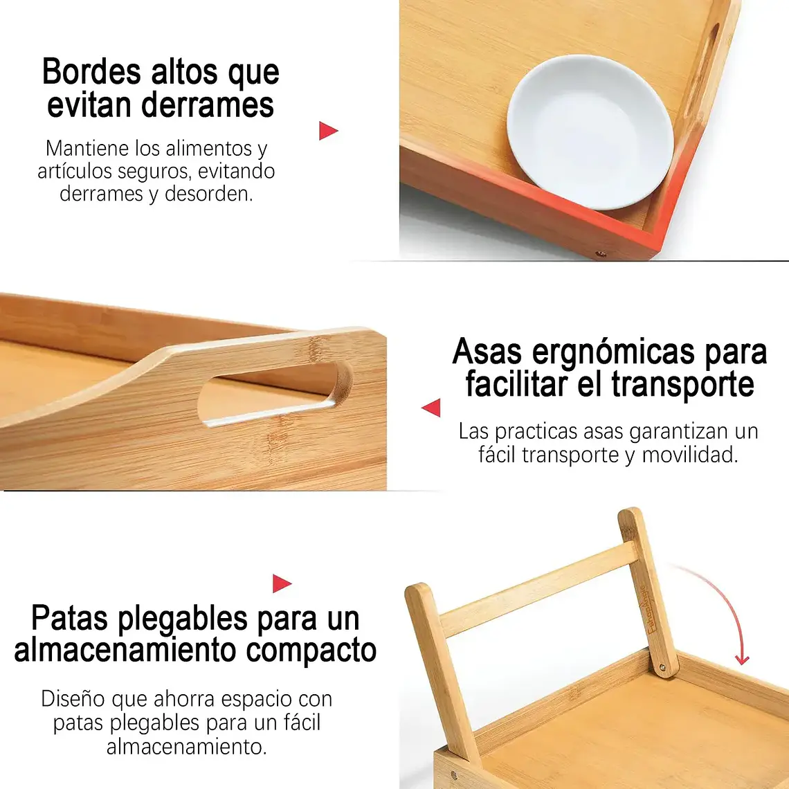 Bandeja Mesa Plegable De Bambu Para Cama Desayuno Notebook 2