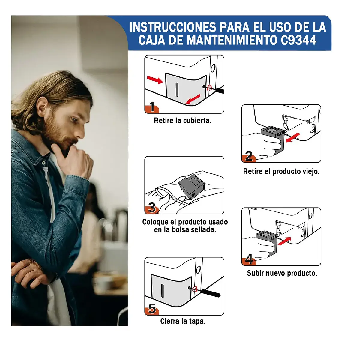 Caja De Mantenimiento Tanque C9344 Para Impresoras Deposito 6