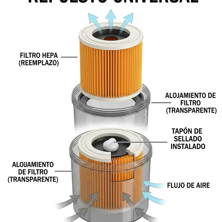 Filtro Para Aspiradora Hepa Portátil Cilindrico Plisado 4