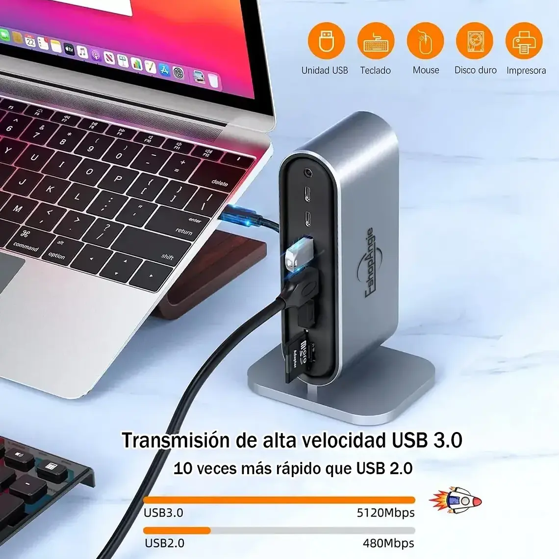 Adaptador Hub 4k Multipuerto 12 En 1 Usb-c Hdmi Vga Sd/tf 4