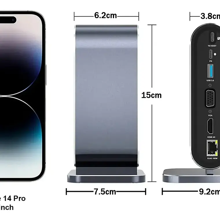 Adaptador Hub 4k Multipuerto 12 En 1 Usb-c Hdmi Vga Sd/tf 8
