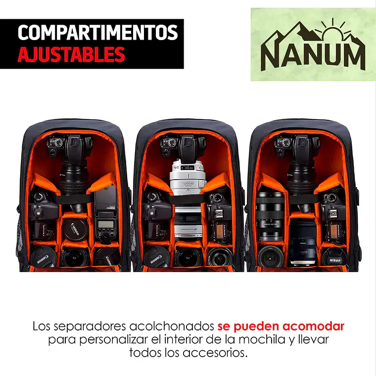 Mochila Fotografica Para Cámara Fotográfica Y Notebook 4