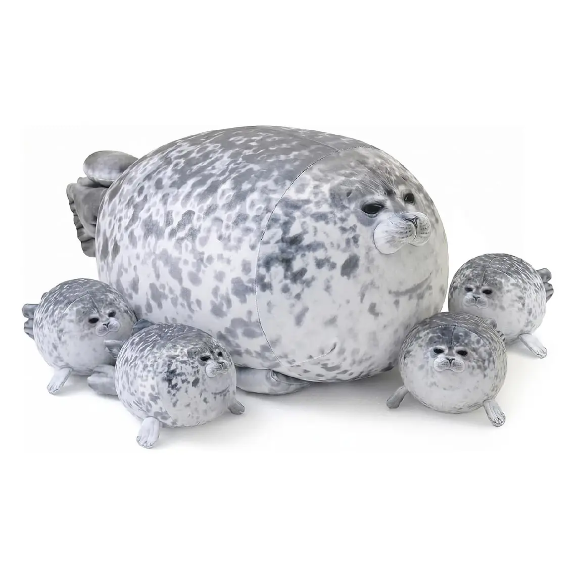 Peluche Foca Guatona Suave De 50 Cm + 4 Foquitas Bebes 1