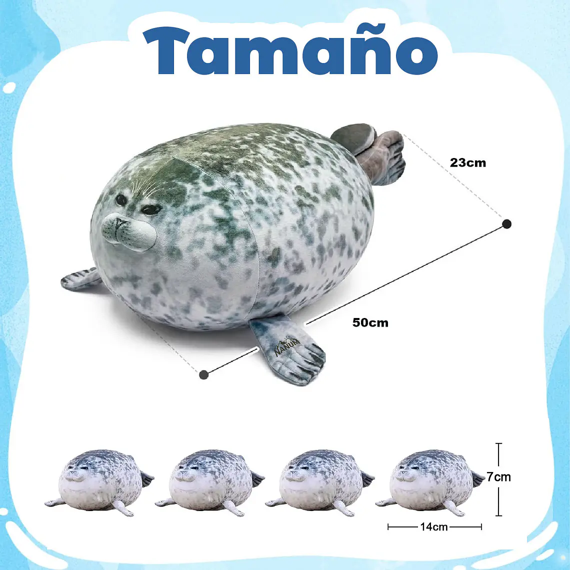 Peluche Foca Guatona Suave De 50 Cm + 4 Foquitas Bebes 6