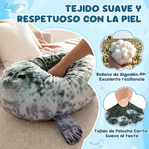 Peluche Foca Guatona Suave De 50 Cm + 4 Foquitas Bebes