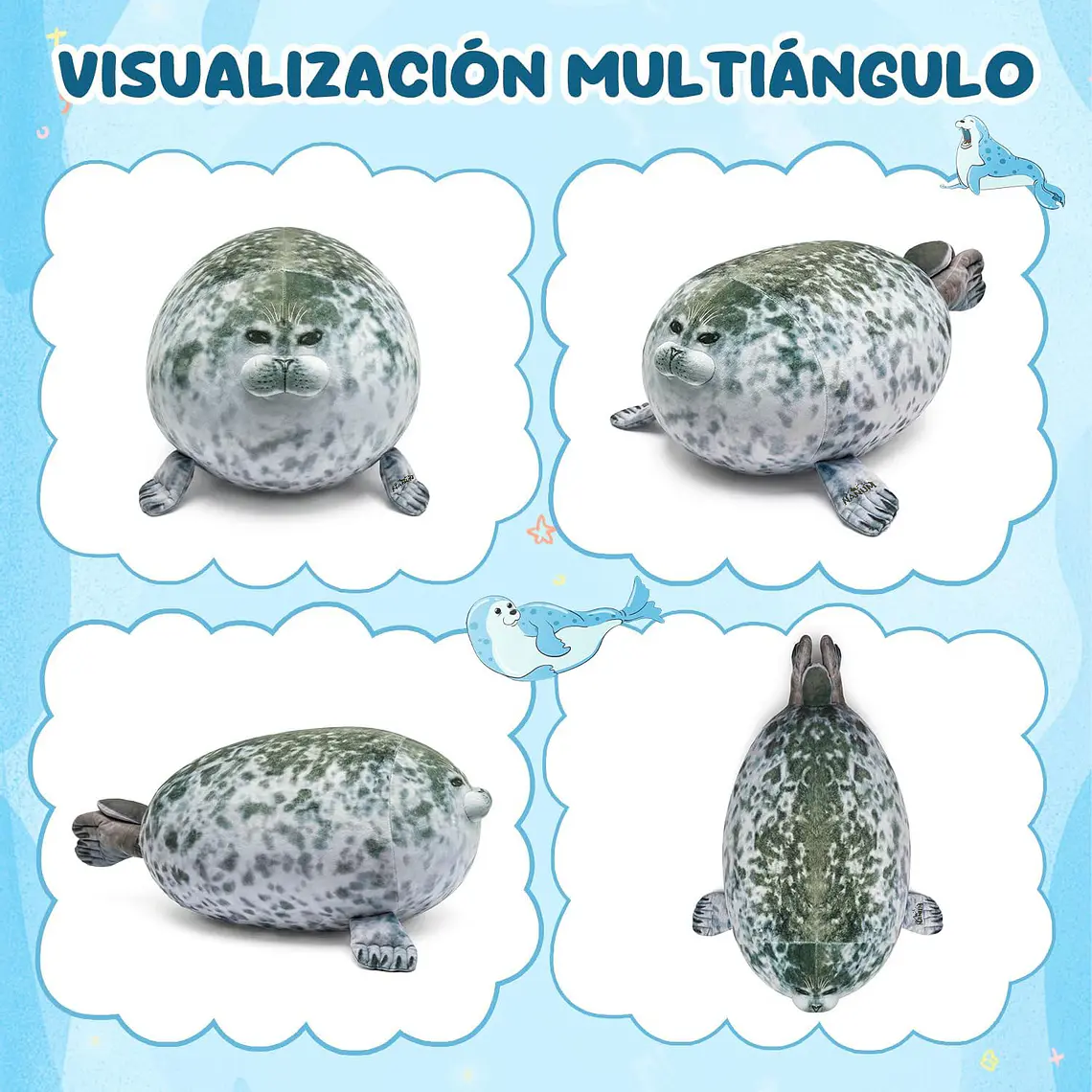Peluche Foca Guatona Suave De 50 Cm + 4 Foquitas Bebes 3