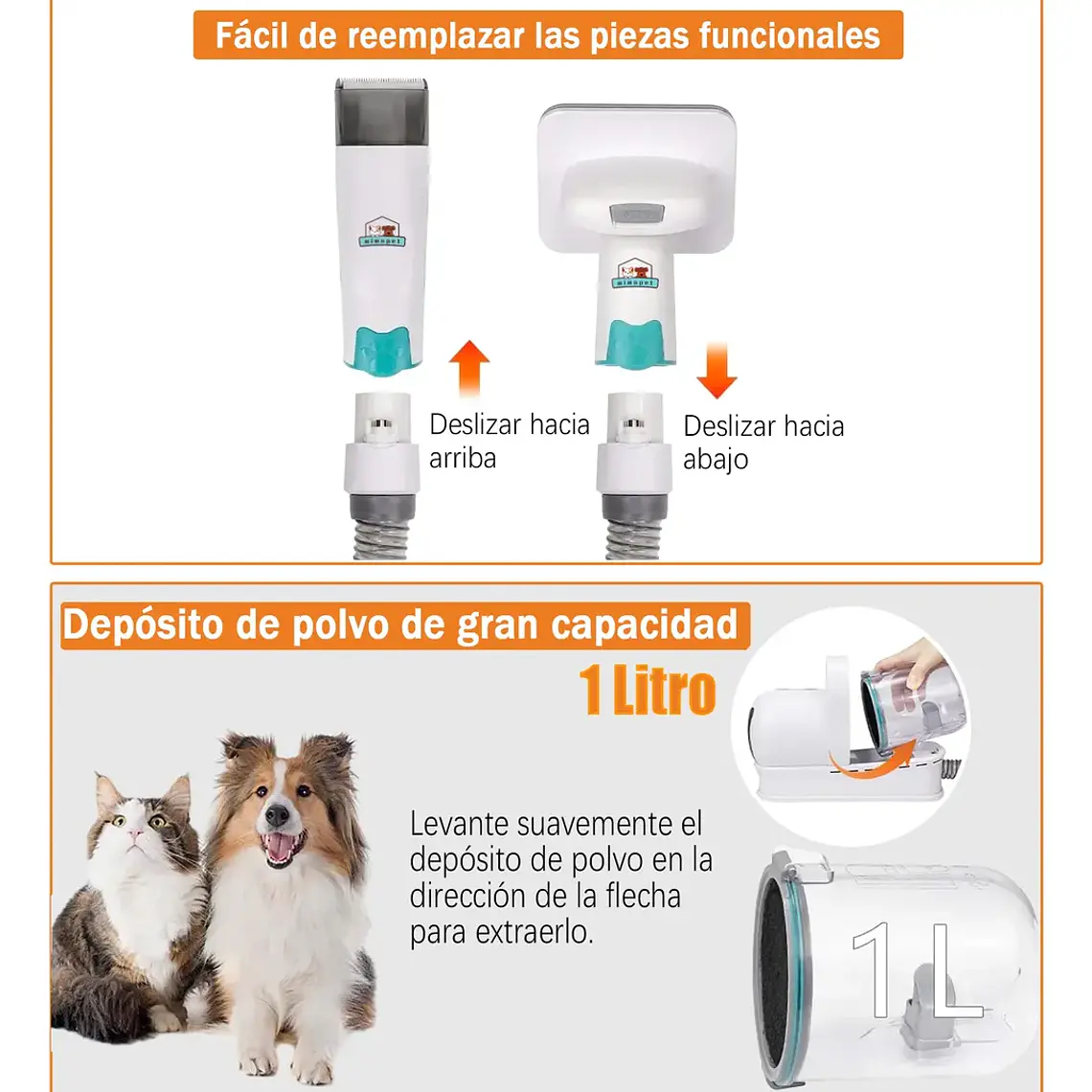 Kit Cortapelo Aspiradora Perros Gatos Aseo Mascotas 2 En 1 2
