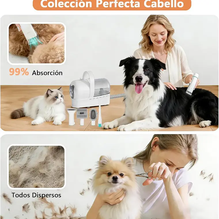 Kit Cortapelo Aspiradora Perros Gatos Aseo Mascotas 2 En 1 5