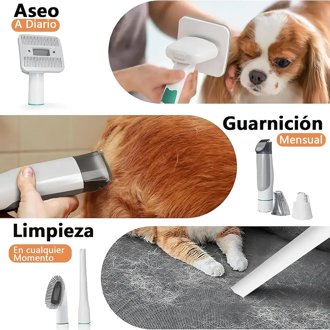Kit Cortapelo Aspiradora Perros Gatos Aseo Mascotas 2 En 1 7