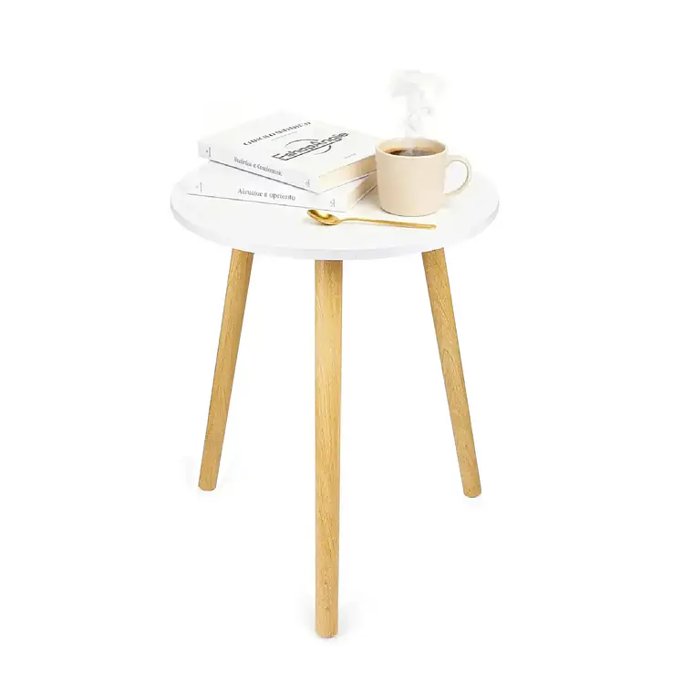Mesa Auxiliar Redonda Mesa Lateral Centro De Madera Living 1