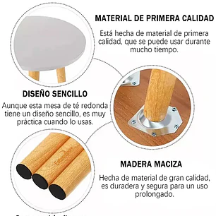 Mesa Auxiliar Redonda Mesa Lateral Centro De Madera Living
