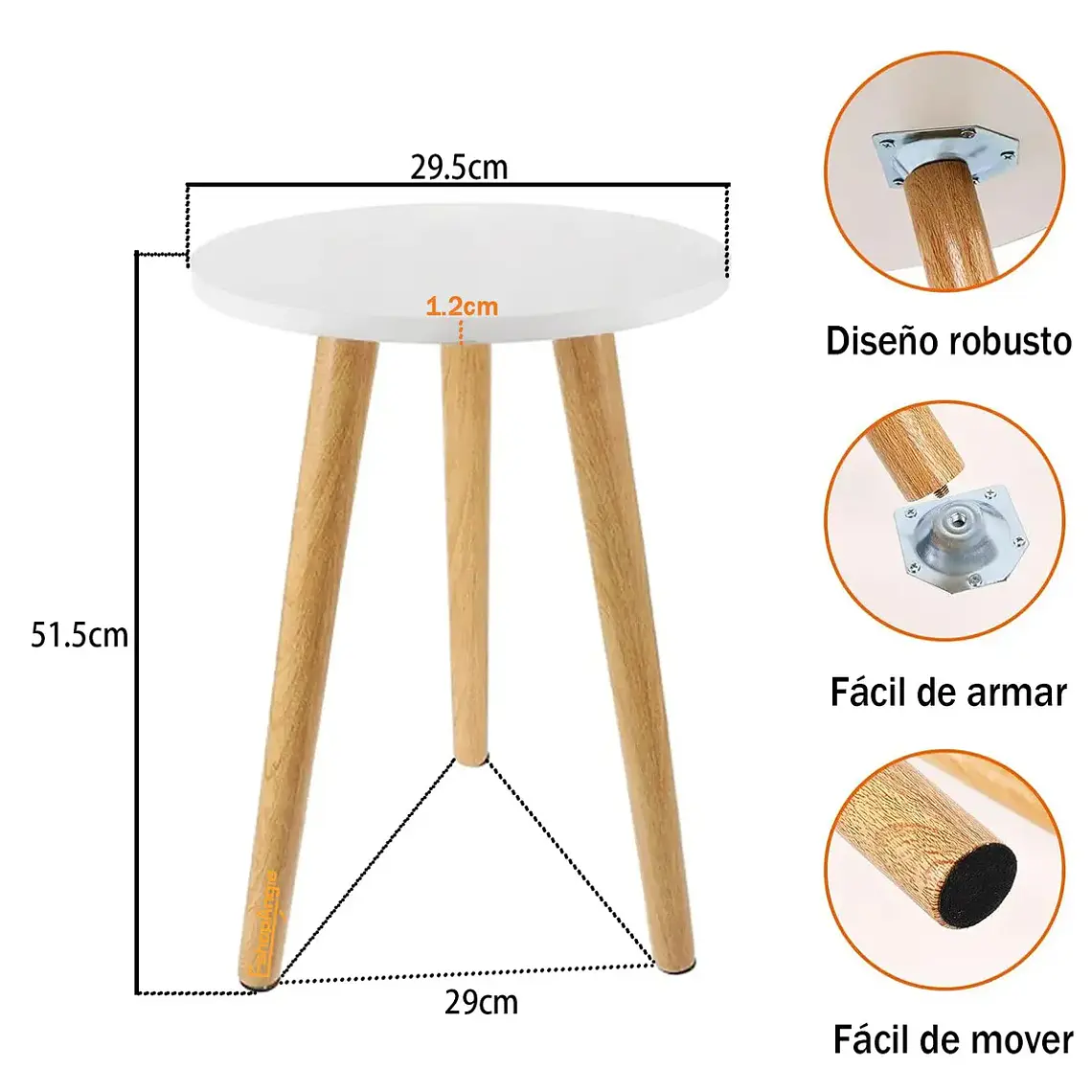Mesa Auxiliar Redonda Mesa Lateral Centro De Madera Living 6
