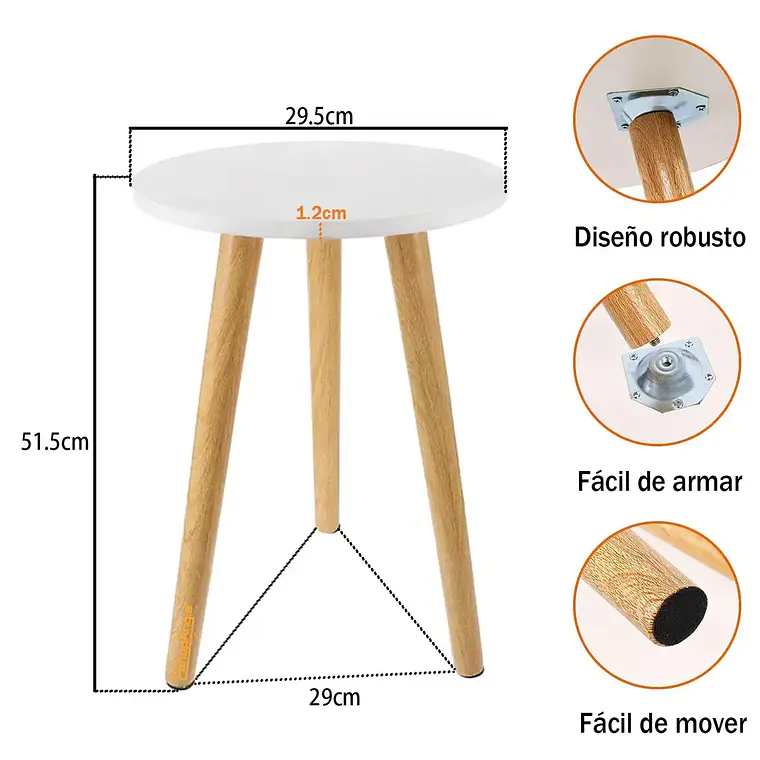 Mesa Auxiliar Redonda Mesa Lateral Centro De Madera Living 6
