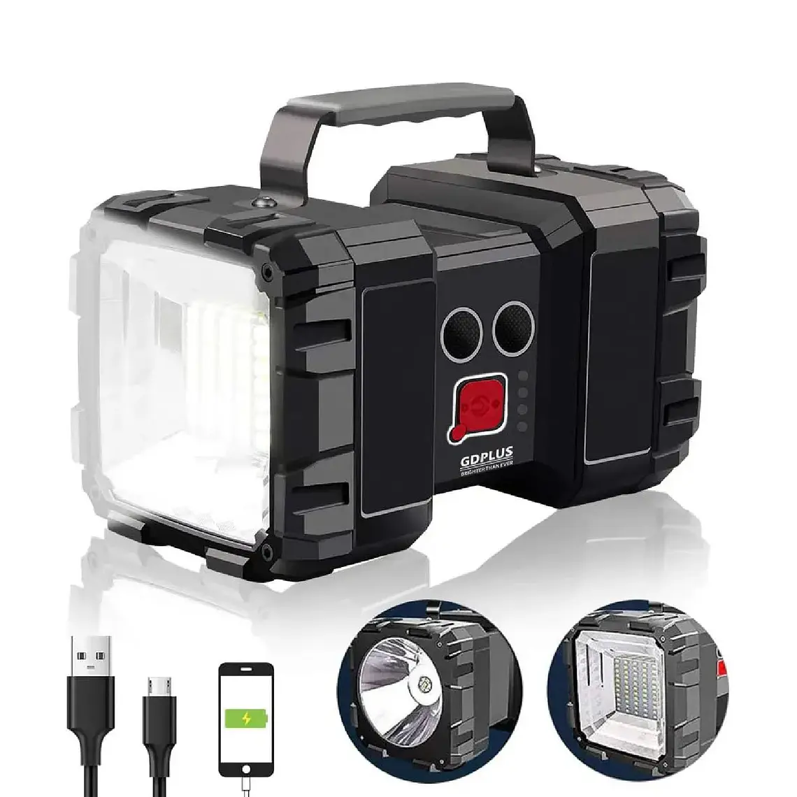 Linterna Recargable Doble Cabeza Led Multiuso Emergencia 1