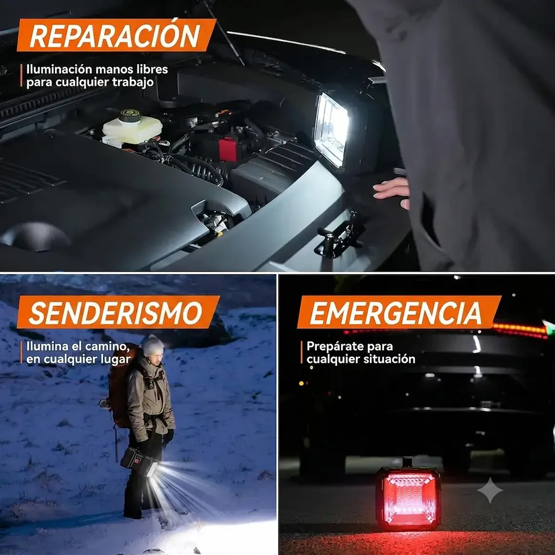 Linterna Recargable Doble Cabeza Led Multiuso Emergencia 6