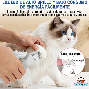 Corta Uñas Para Mascotas Perros Gatos Con Luz Led Y Lima