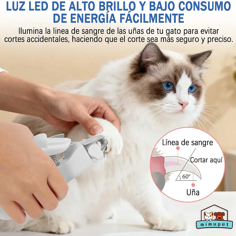 Corta Uñas Para Mascotas Perros Gatos Con Luz Led Y Lima 2