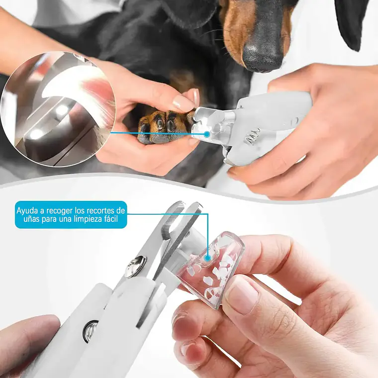 Corta Uñas Para Mascotas Perros Gatos Con Luz Led Y Lima 4