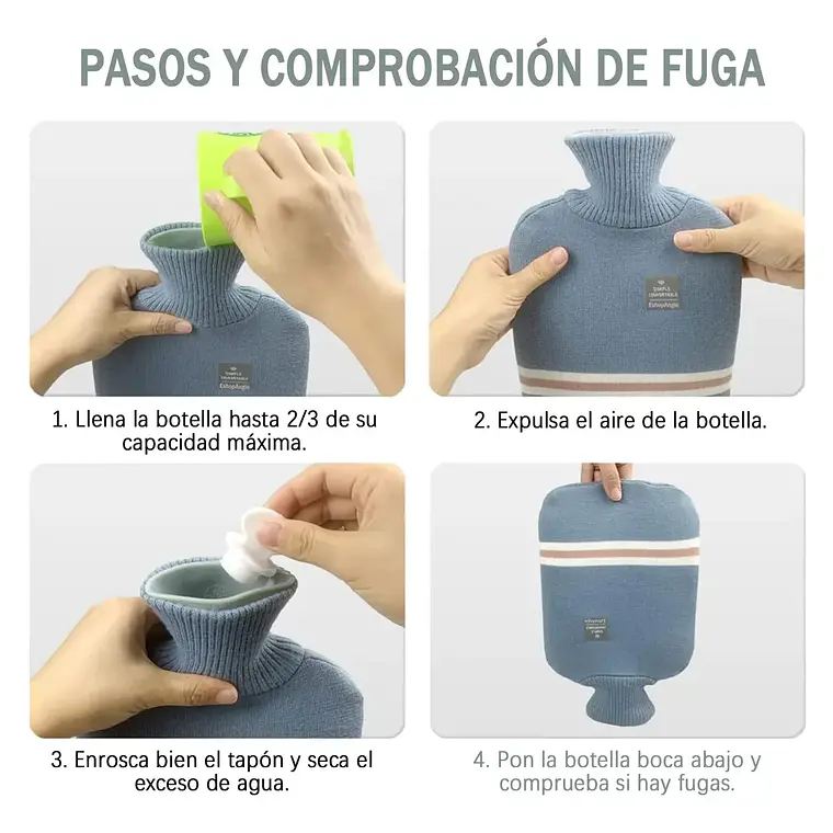 Guatero Bolsa De Agua Caliente Con Funda Tejida Guatero 4