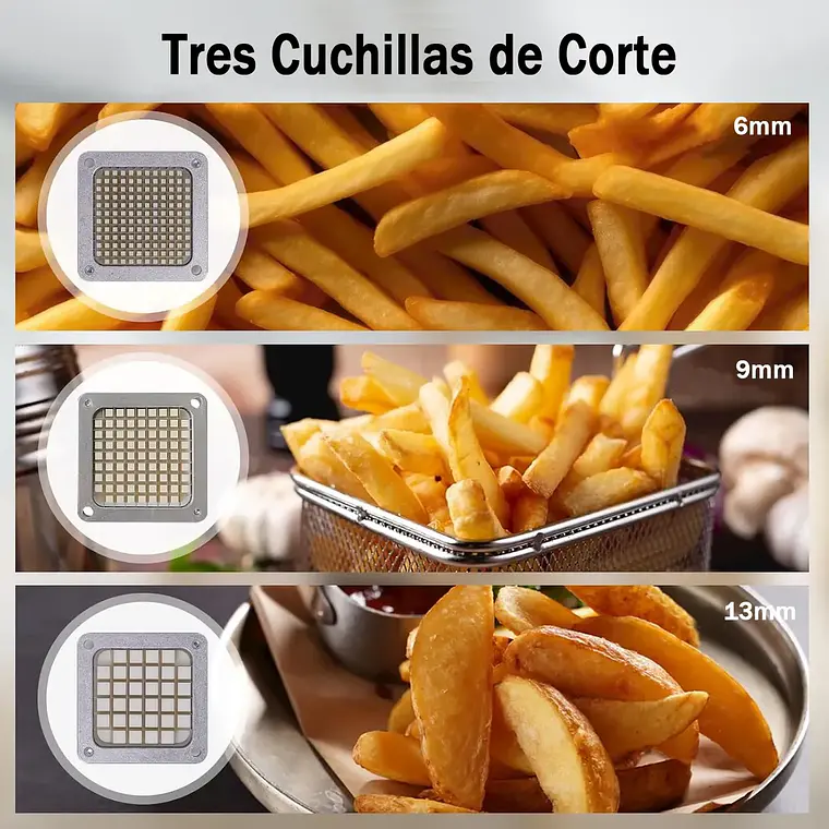 Cortadora De Papas Manual Picadora De Bastones 3 Cuchillas 3