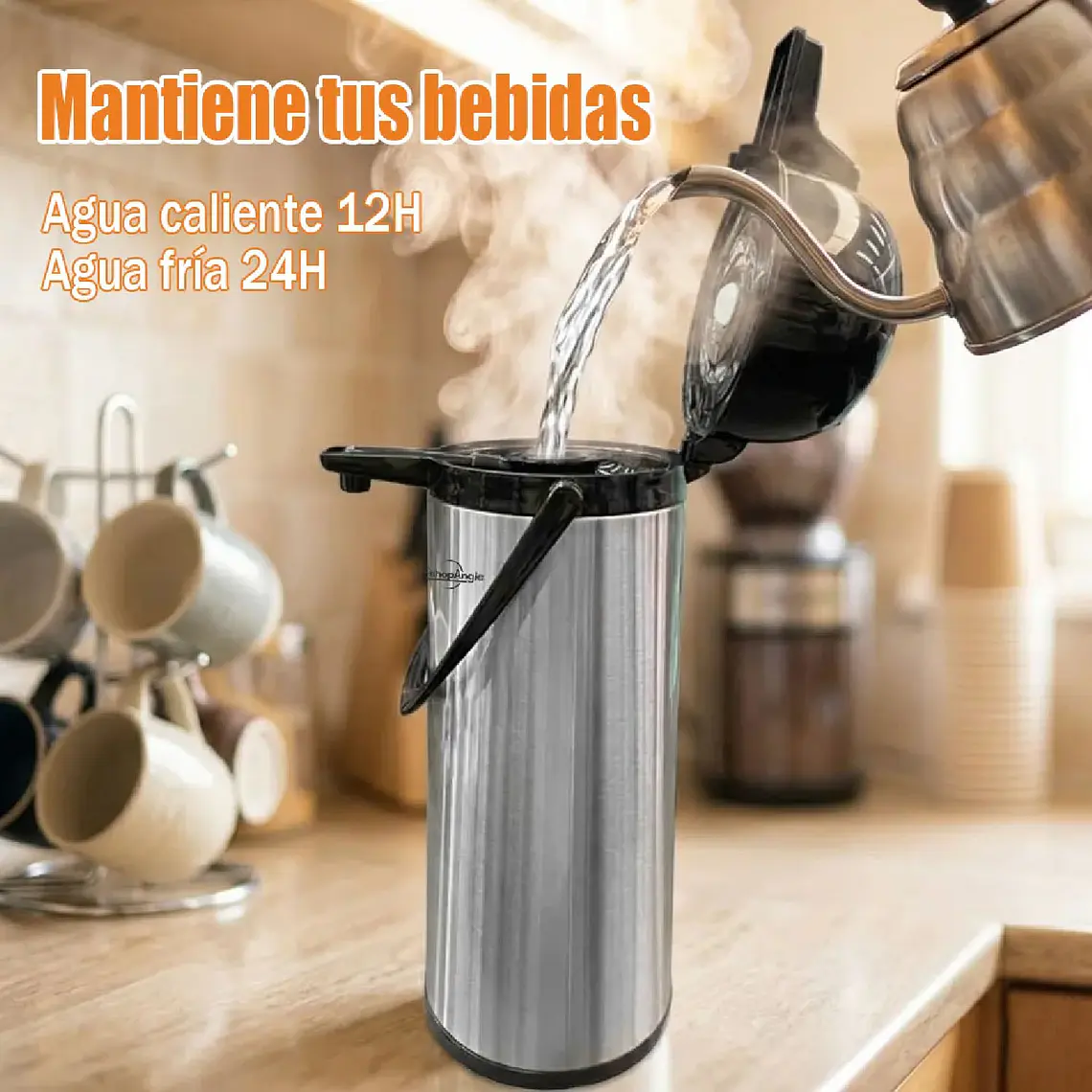 Termo Dispensador Acero 1.9lts Sifón Agua Caliente Cafe Te 5