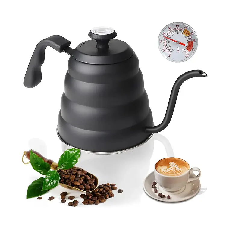 Tetera Cuello De Cisne Con Termómetro Cafe Te Hervidor 1.2L 1