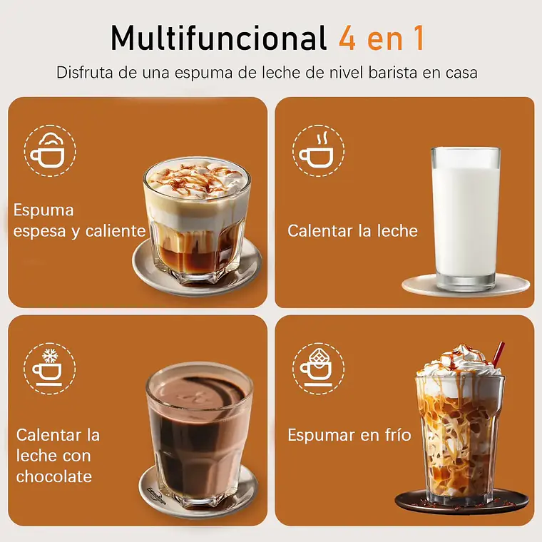 Espumador De Leche Electrico 4 En 1 Batidor Calentador Cafe 2
