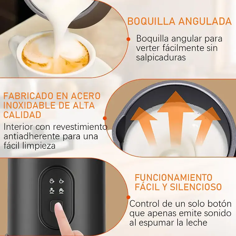 Espumador De Leche Electrico 4 En 1 Batidor Calentador Cafe 4