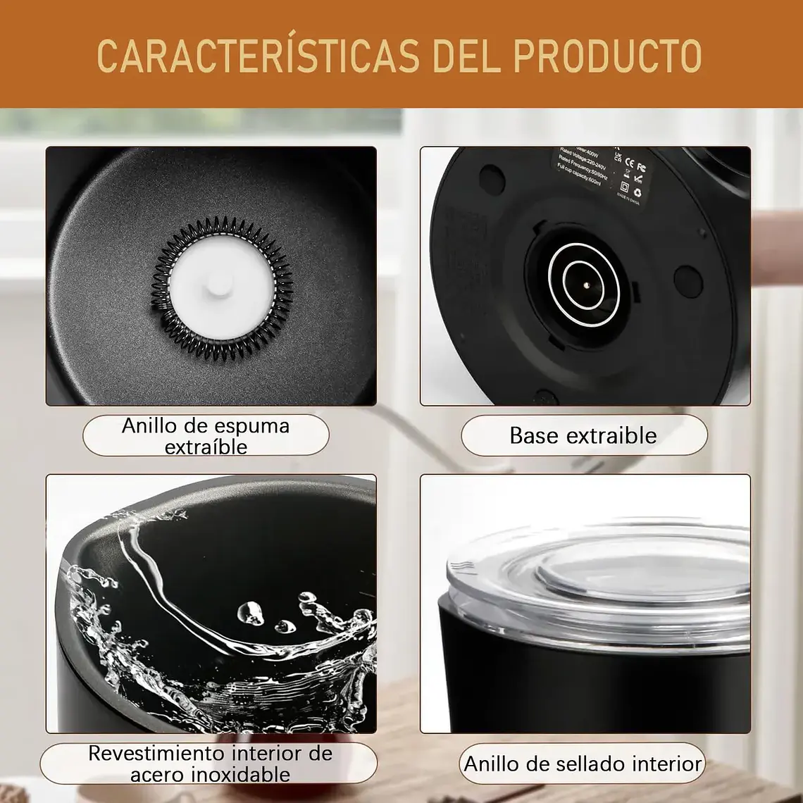 Espumador De Leche Electrico 4 En 1 Batidor Calentador Cafe 6